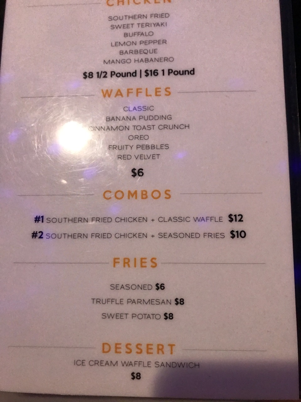Coco’s chicken and waffles Menu
