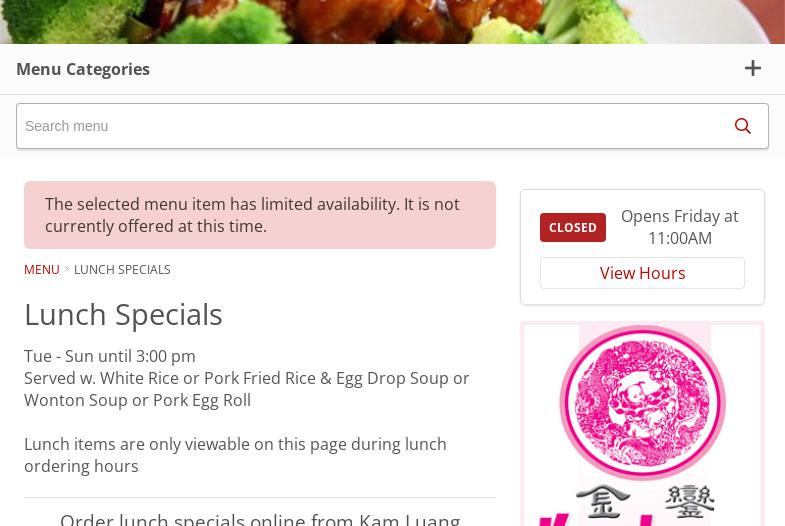 Kam Luang Kitchen Menu