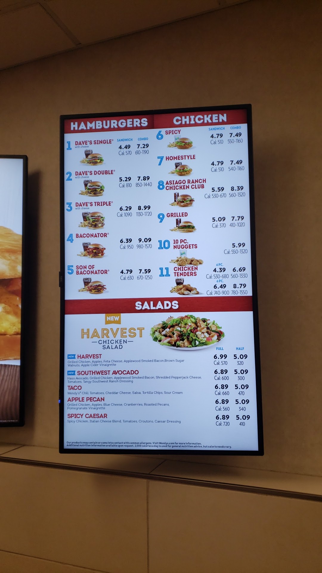Wendy's Menu