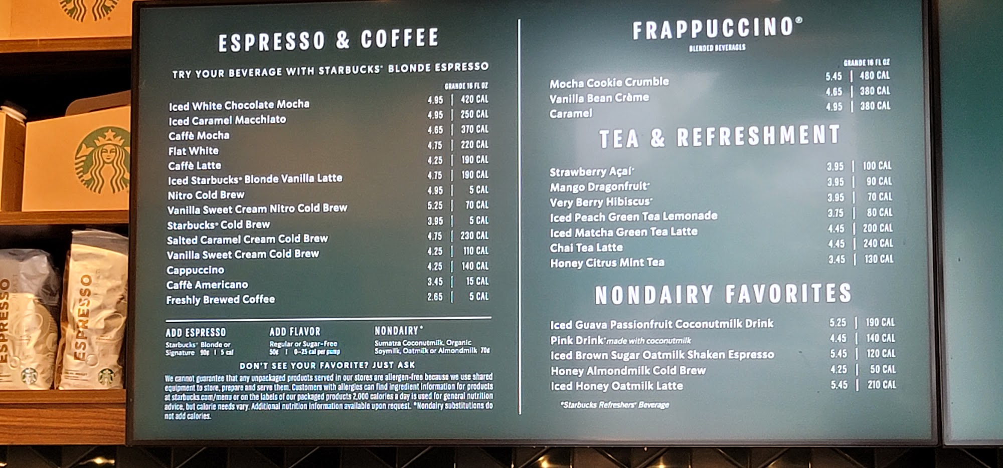 Starbucks Menu