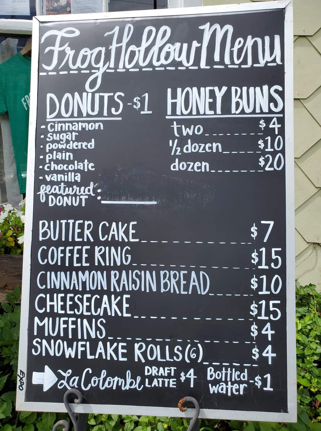 Frog Hollow Bakery Menu