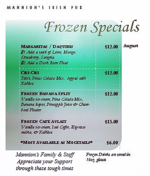 The Club House Sports Bar Menu