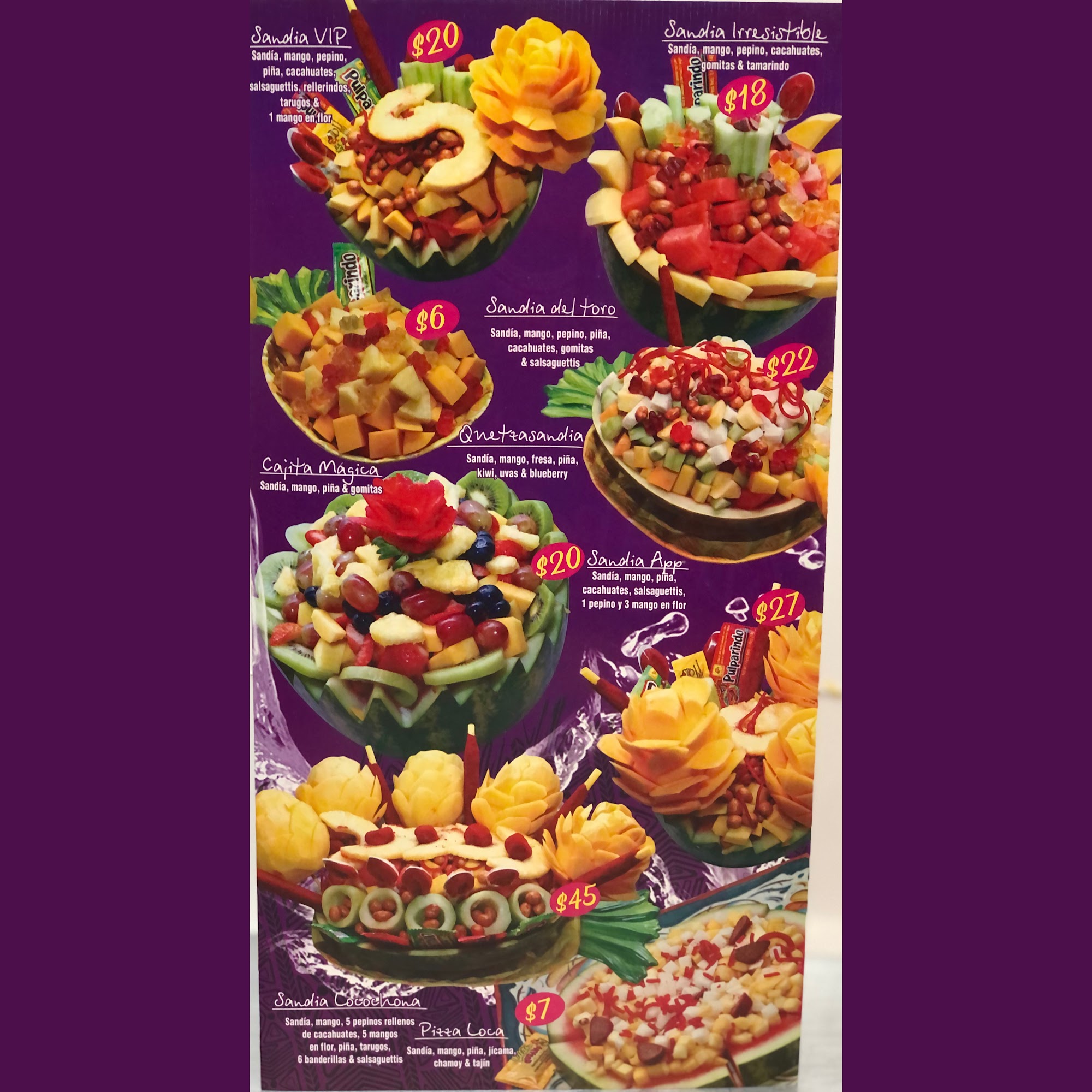 Piñas Locas Quetzaly Menu