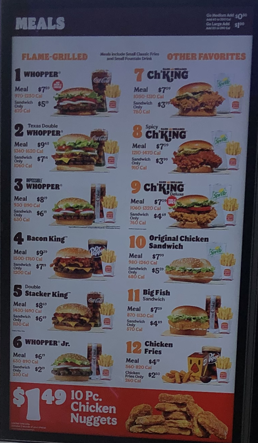 Burger King Menu