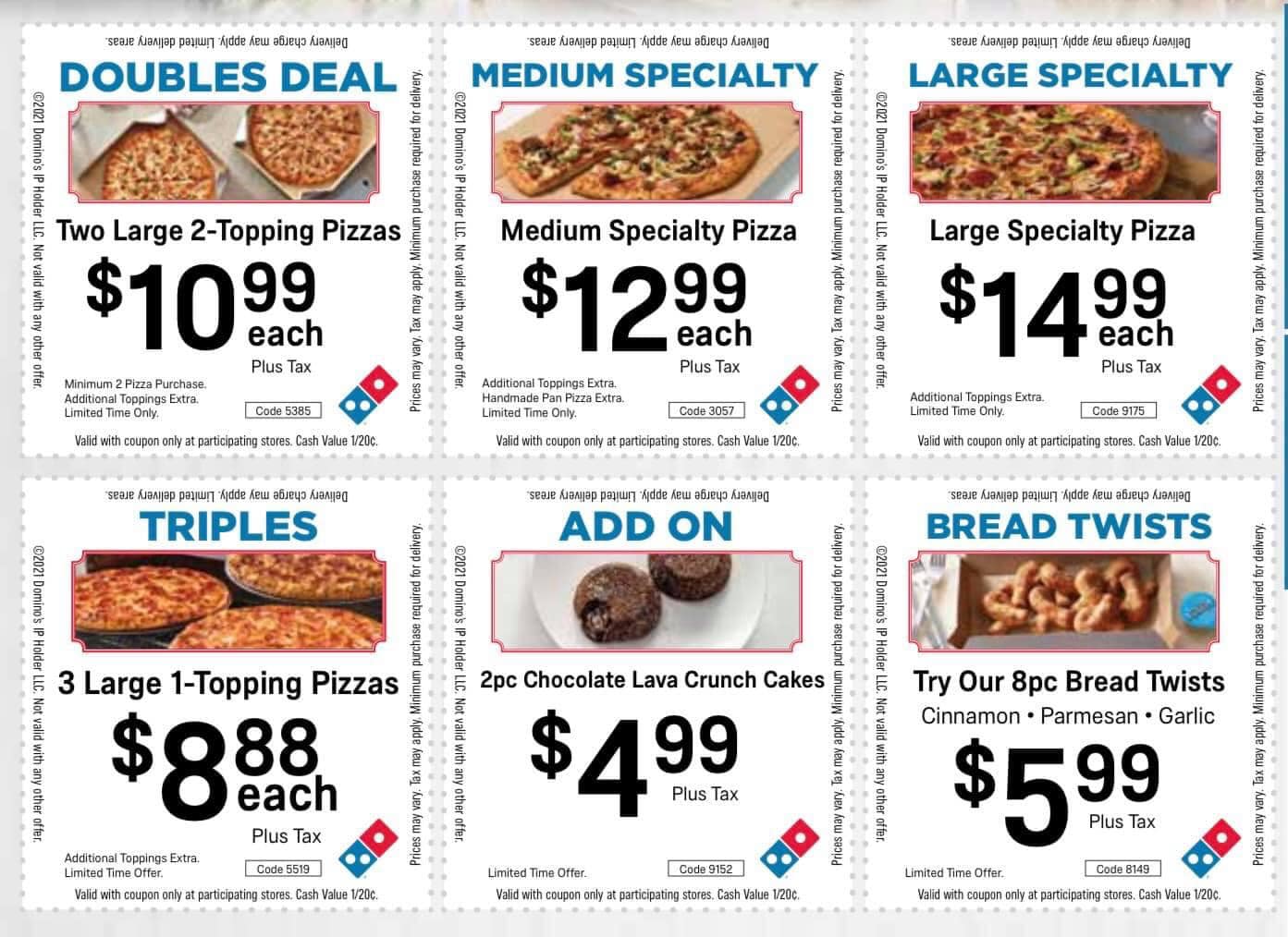 Domino's Pizza Menu