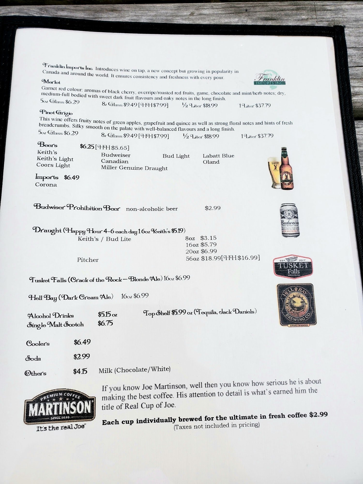 The Sea Dog Restaurant Menu