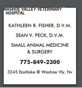 Washoe Valley Veterinary Hospital 3245 Eastlake Blvd, New Washoe City Nevada 89704