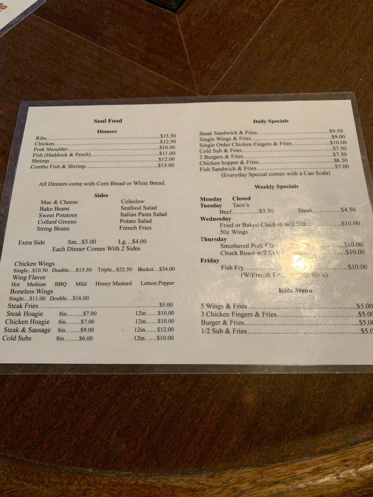 The Soul Place Menu
