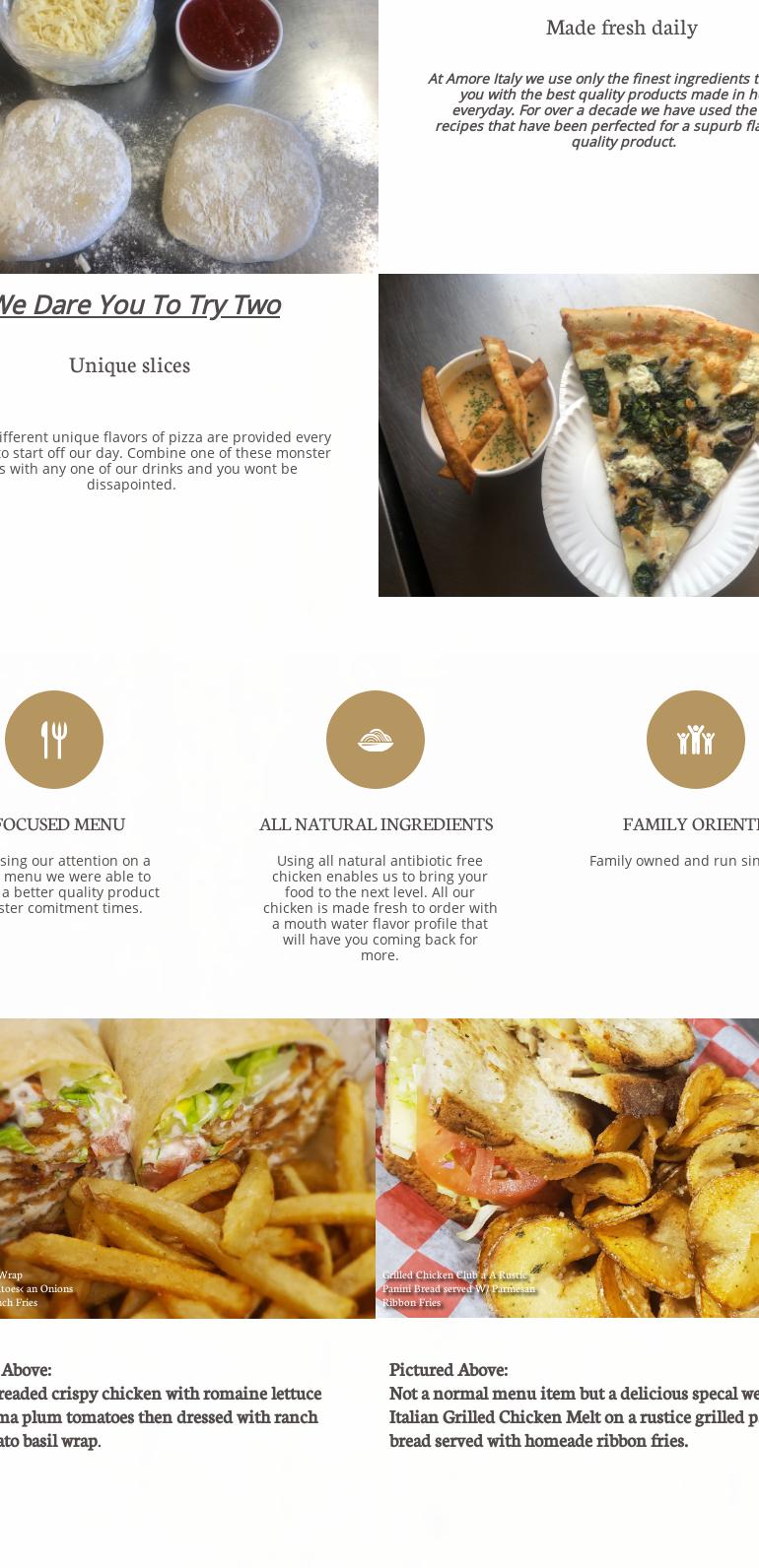 Amore Italy Pizza Menu