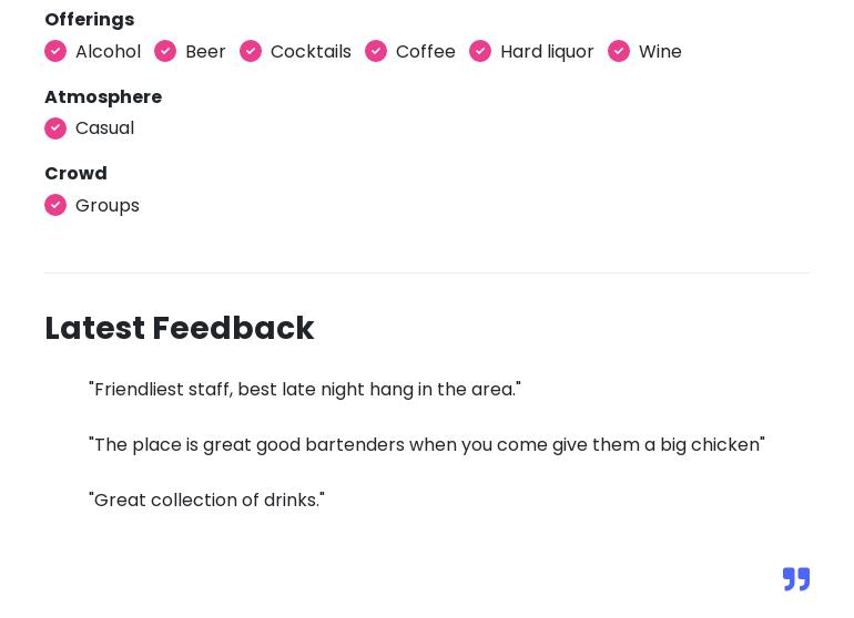 Checkers Cafe & Pub Menu