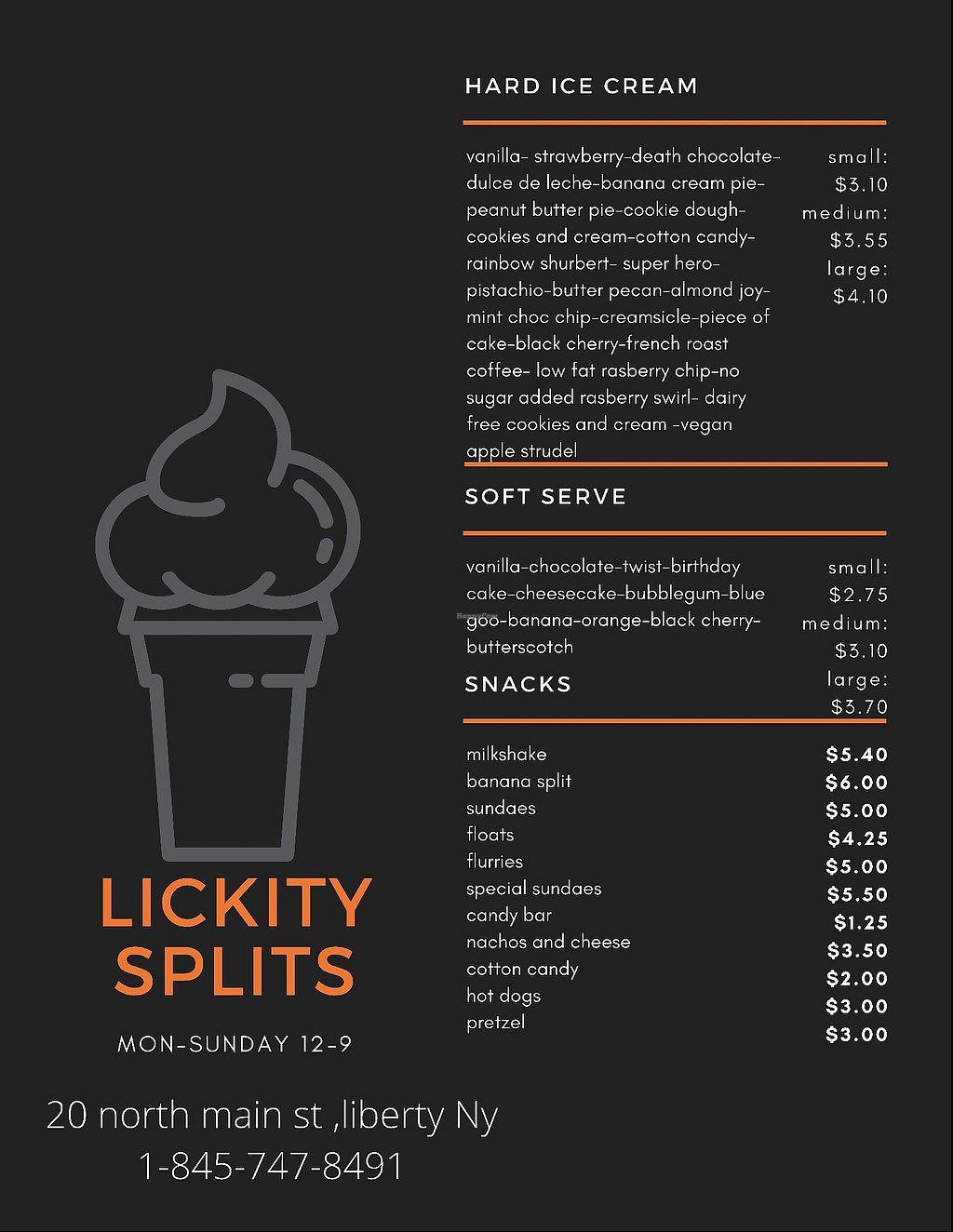 Lickity Splits Menu