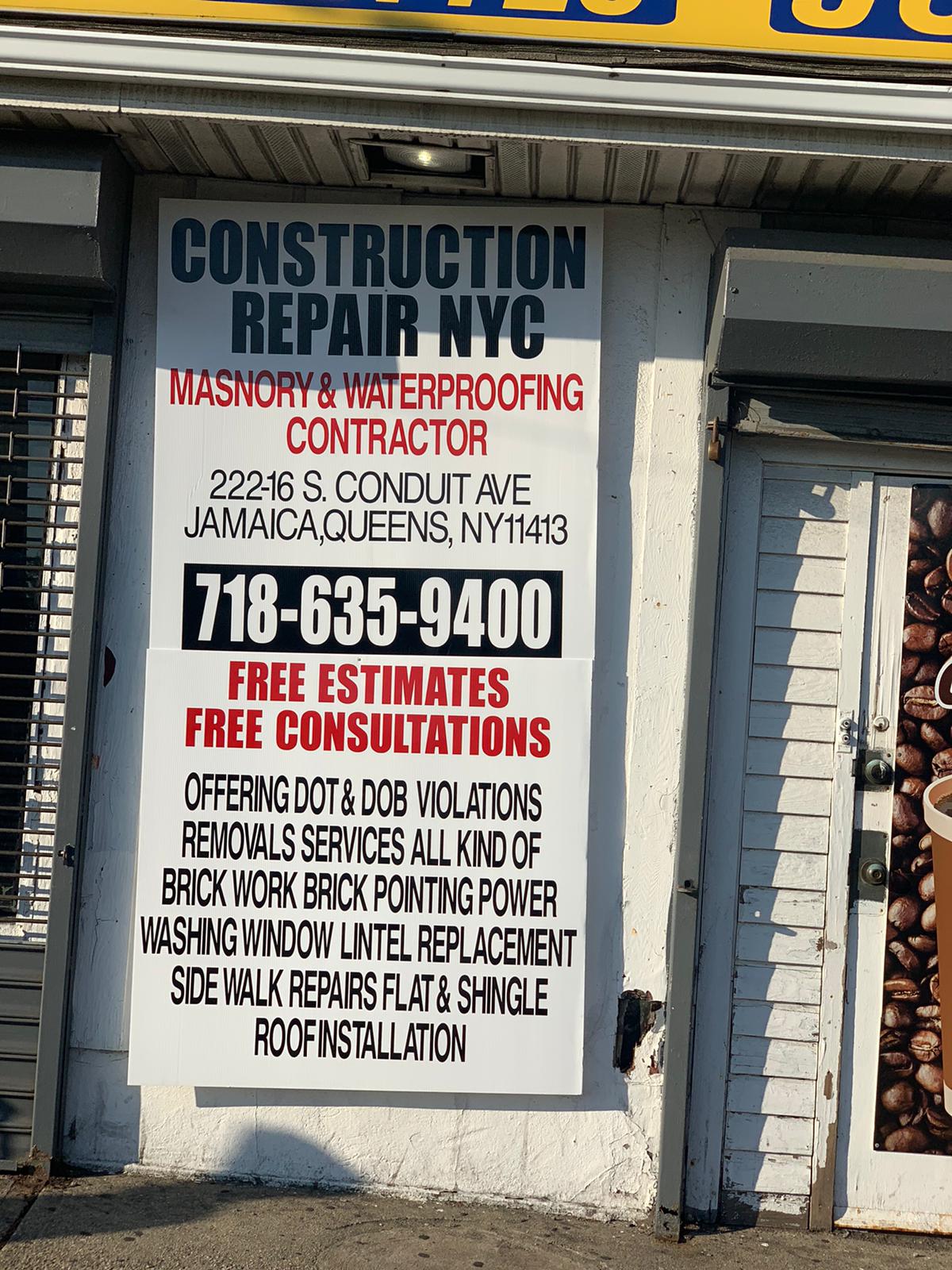 Construction Repair NYC - Masonry & Waterproofing