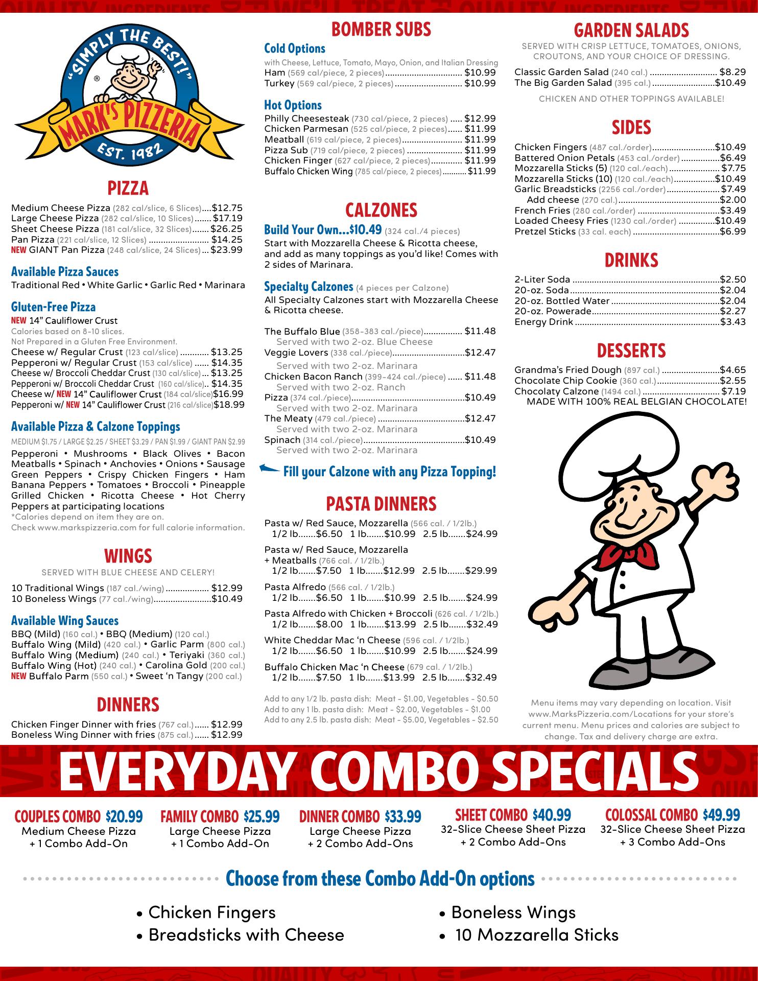 Mark's Pizzeria Menu