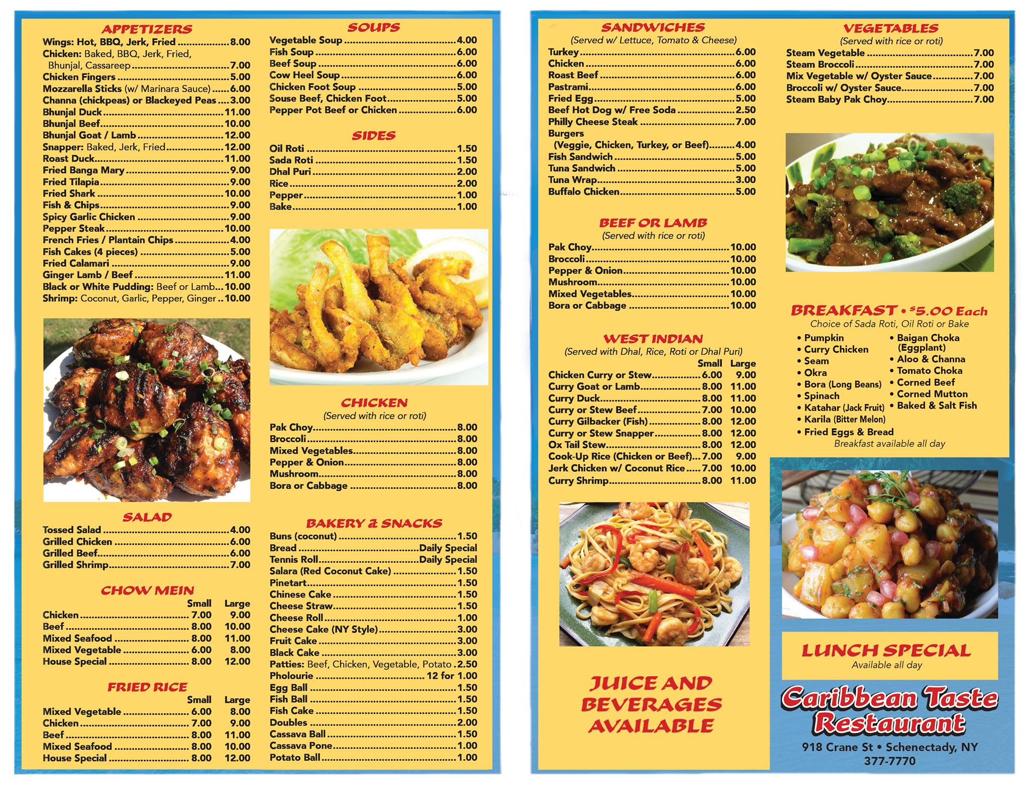 Julie's Caribbean Cuisine Menu