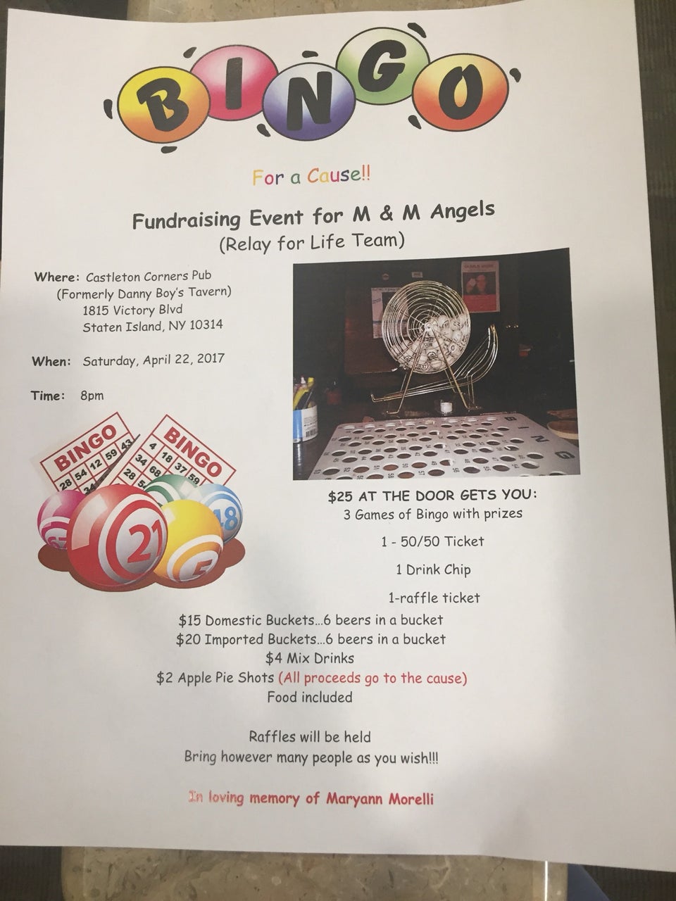 Castleton Corners Pub Menu