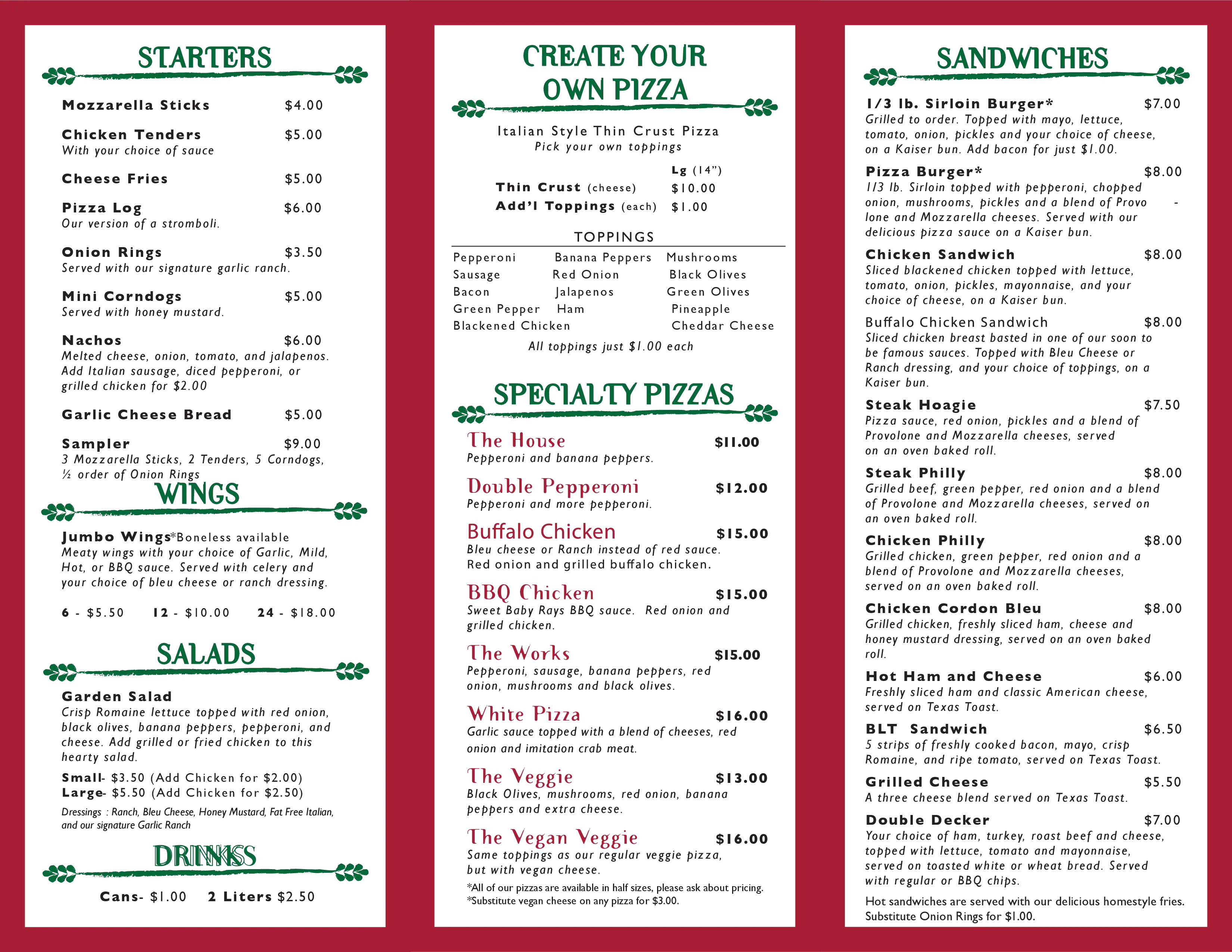 Murray's Tavern Menu