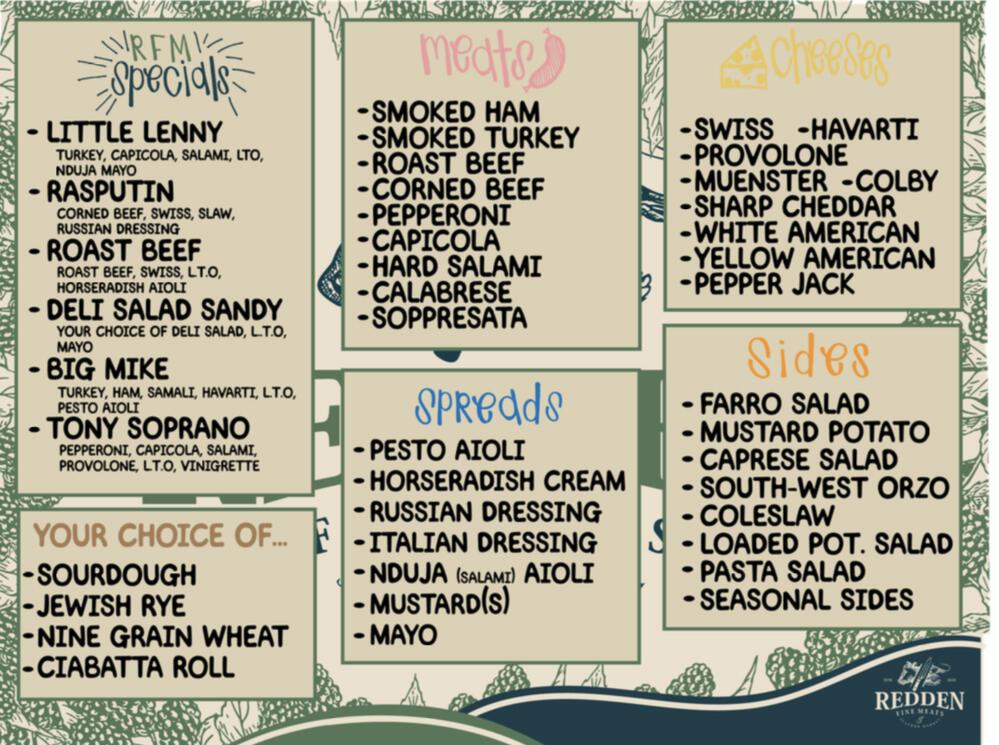 Redden Fine Meats & Seafood Menu