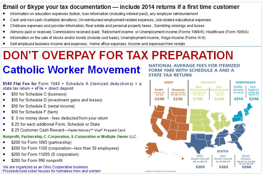 Tax Preparation Services - Catholic Worker