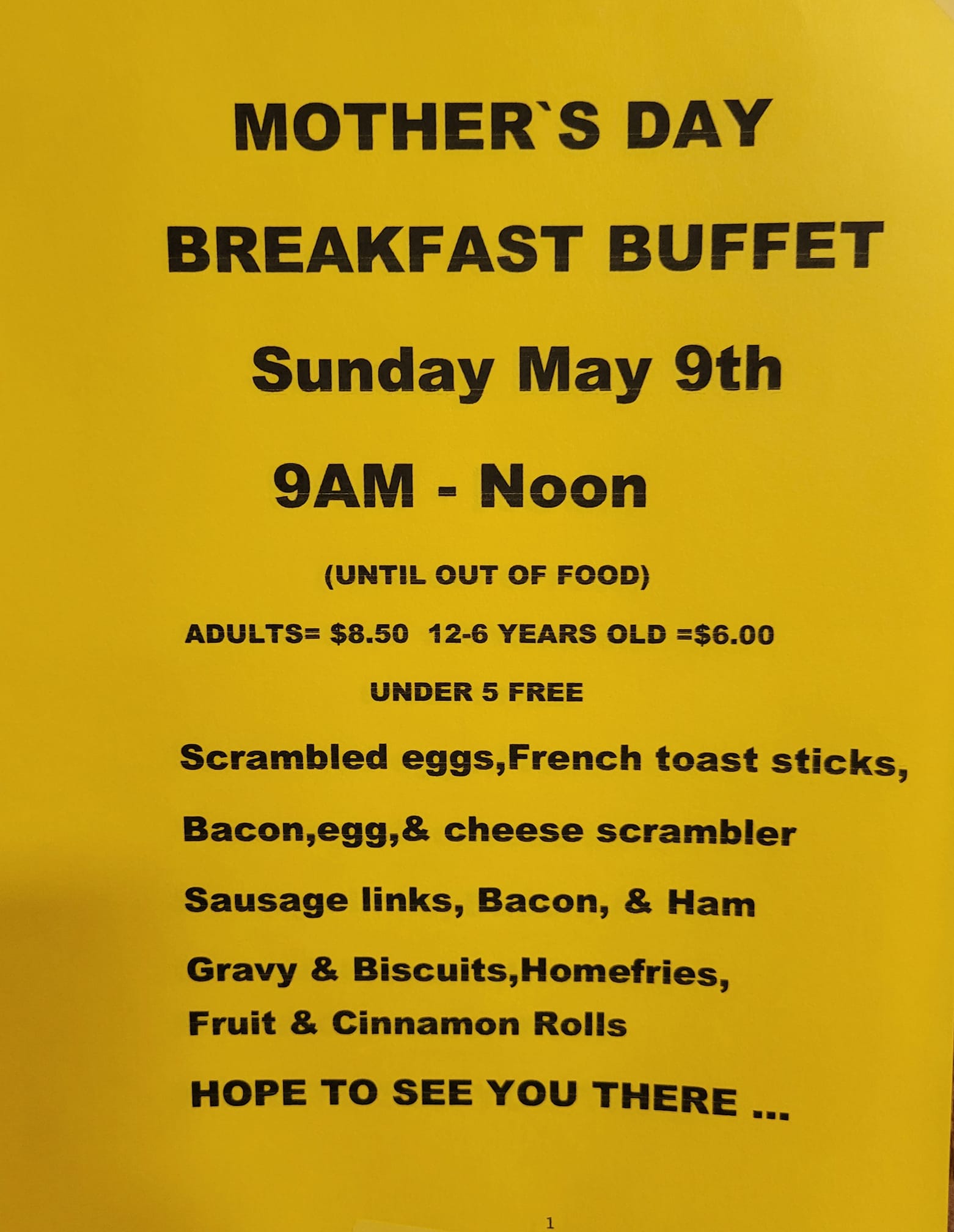 Minster Eagles # 1391 Menu