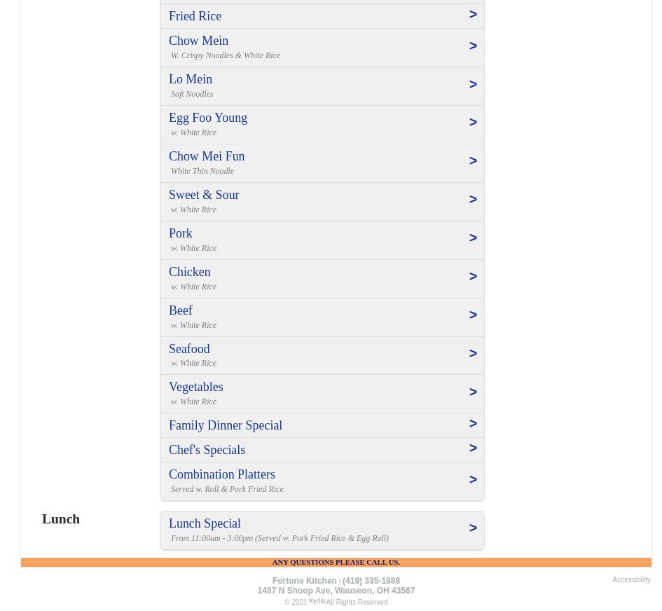 Fortune Kitchen Menu