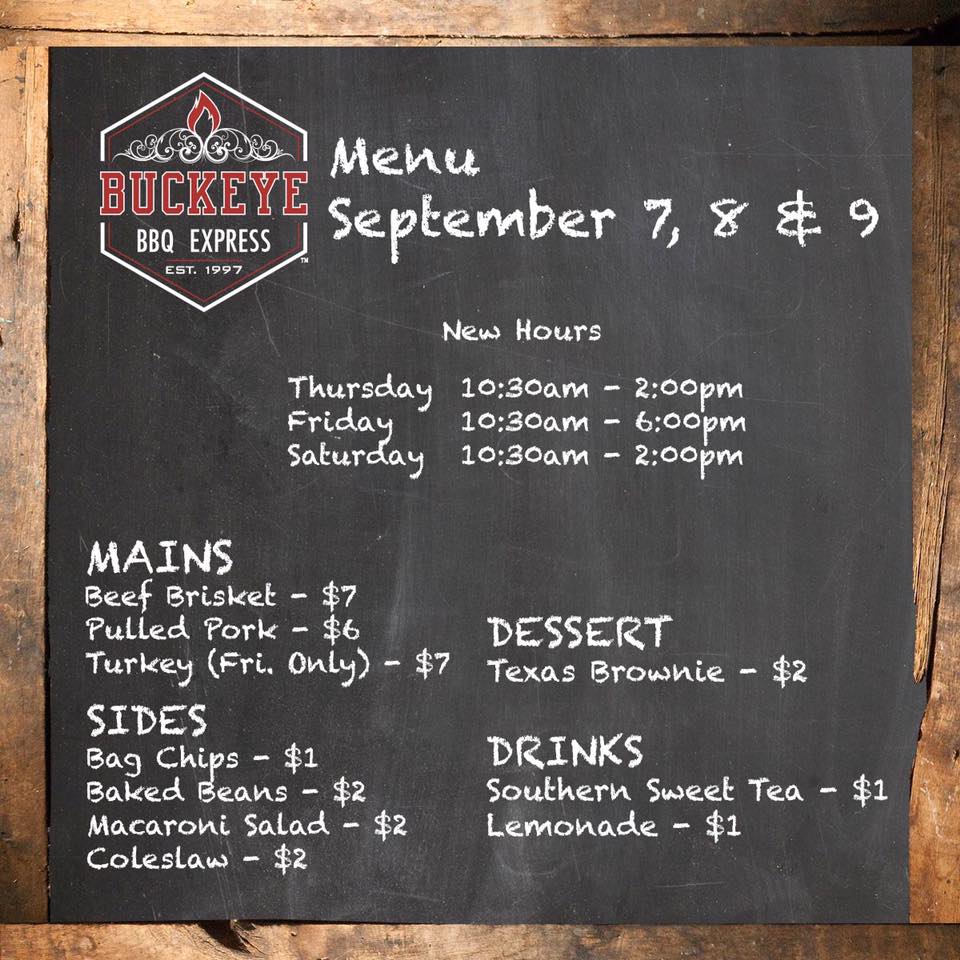 Buckeye BBQ Express Menu