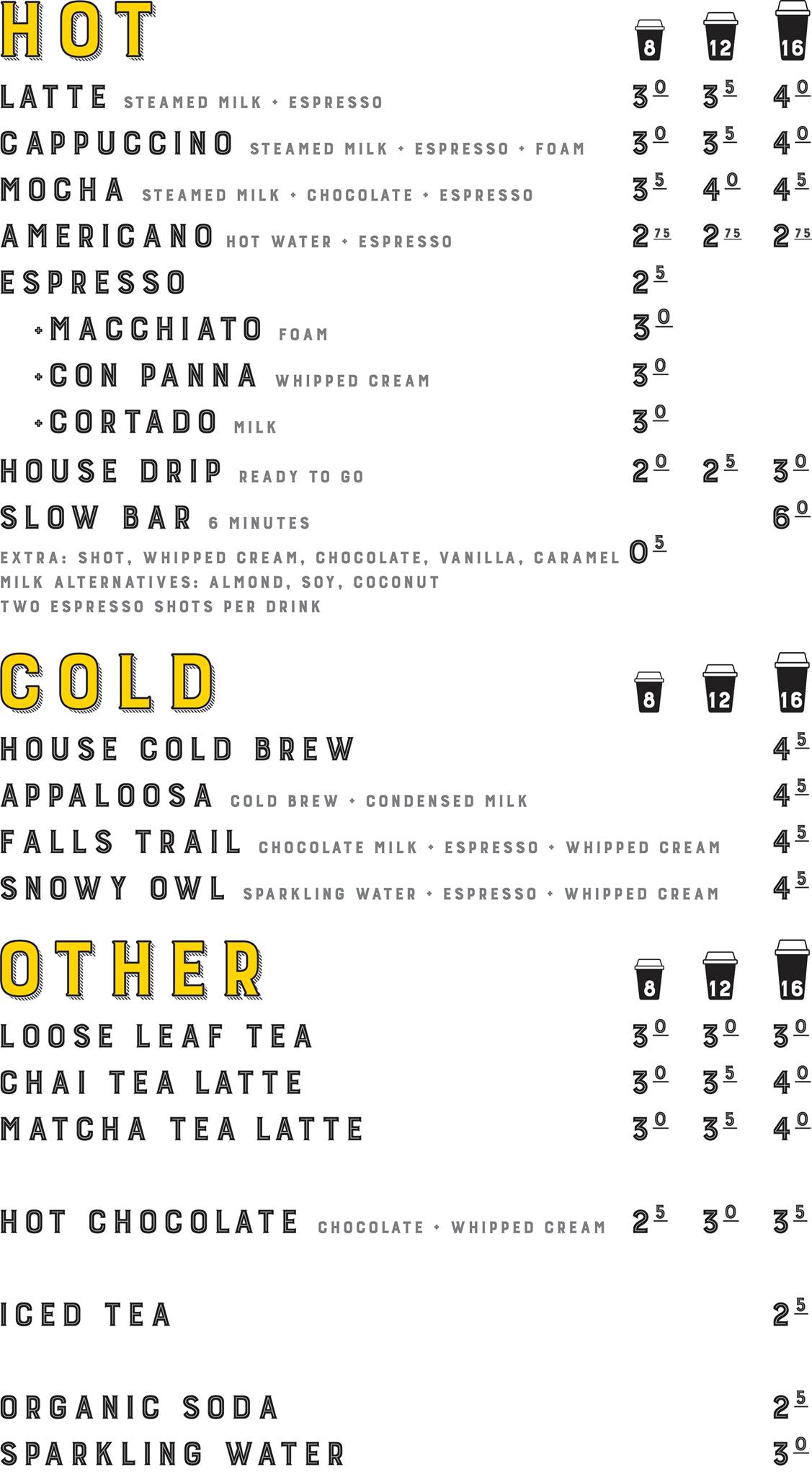 Outpost Coffee Menu