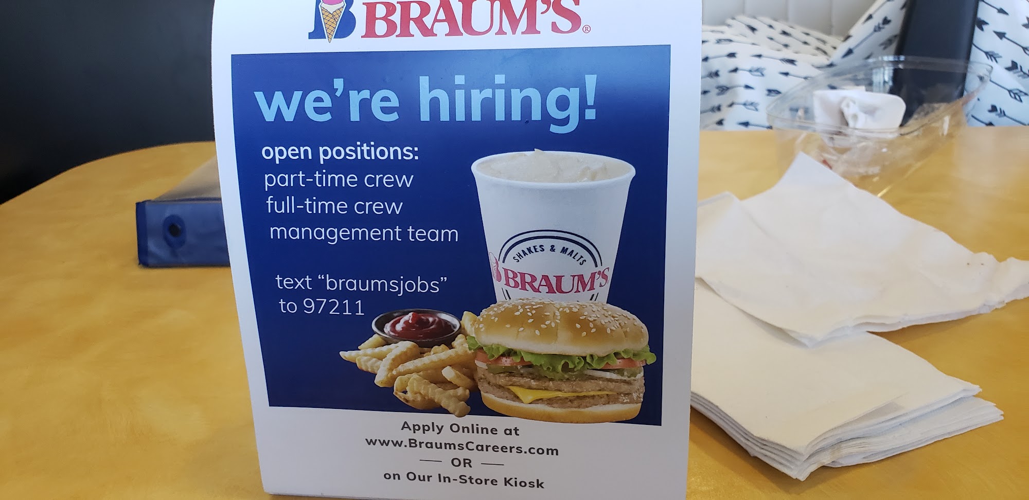 Braum's Ice Cream & Dairy Store Menu