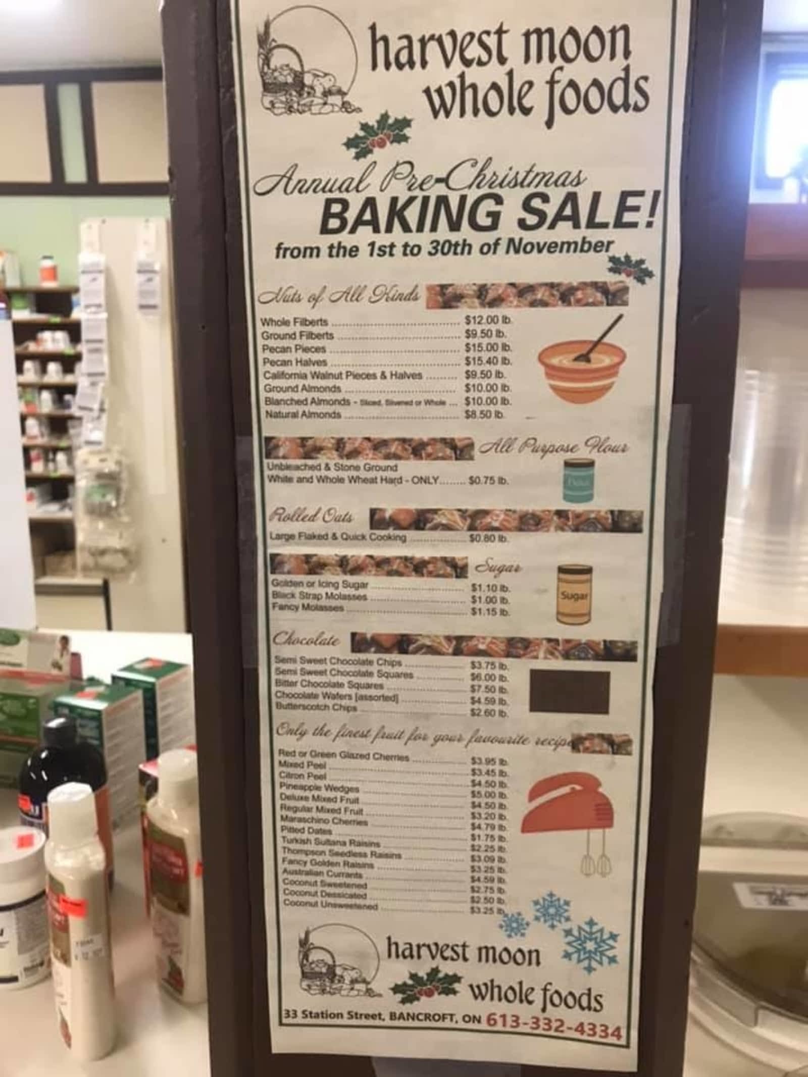 Harvest Moon Whole Foods Menu