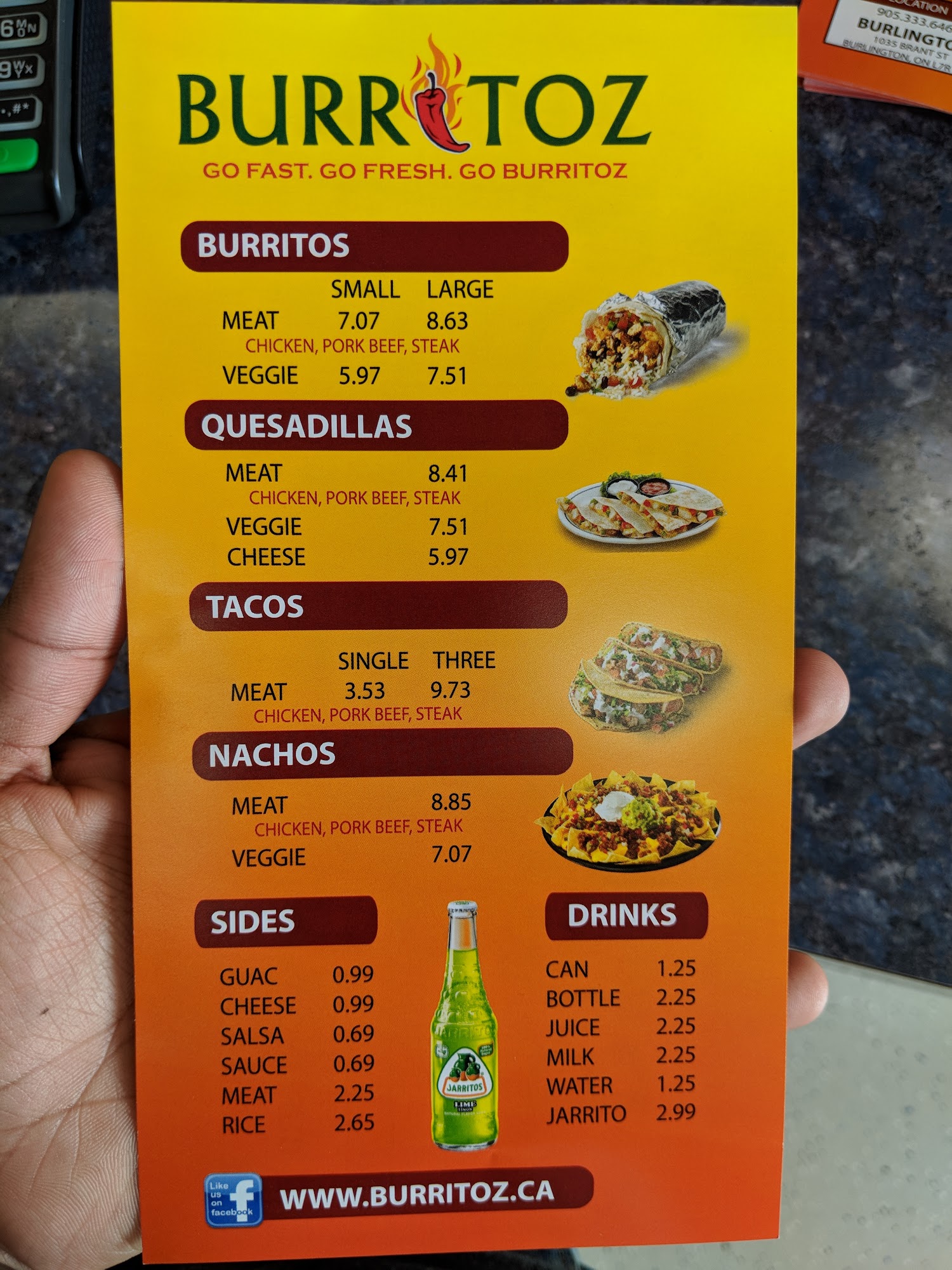 Burrito z Fresh Mexican Grill Menu