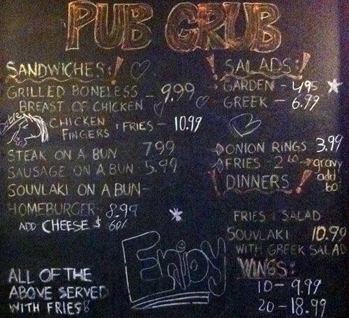 Glengarry Arms Menu