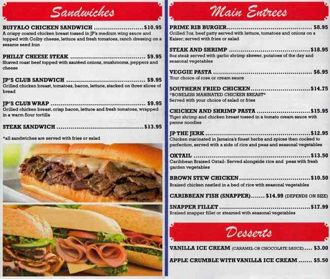 Jp Grill & Bar Menu