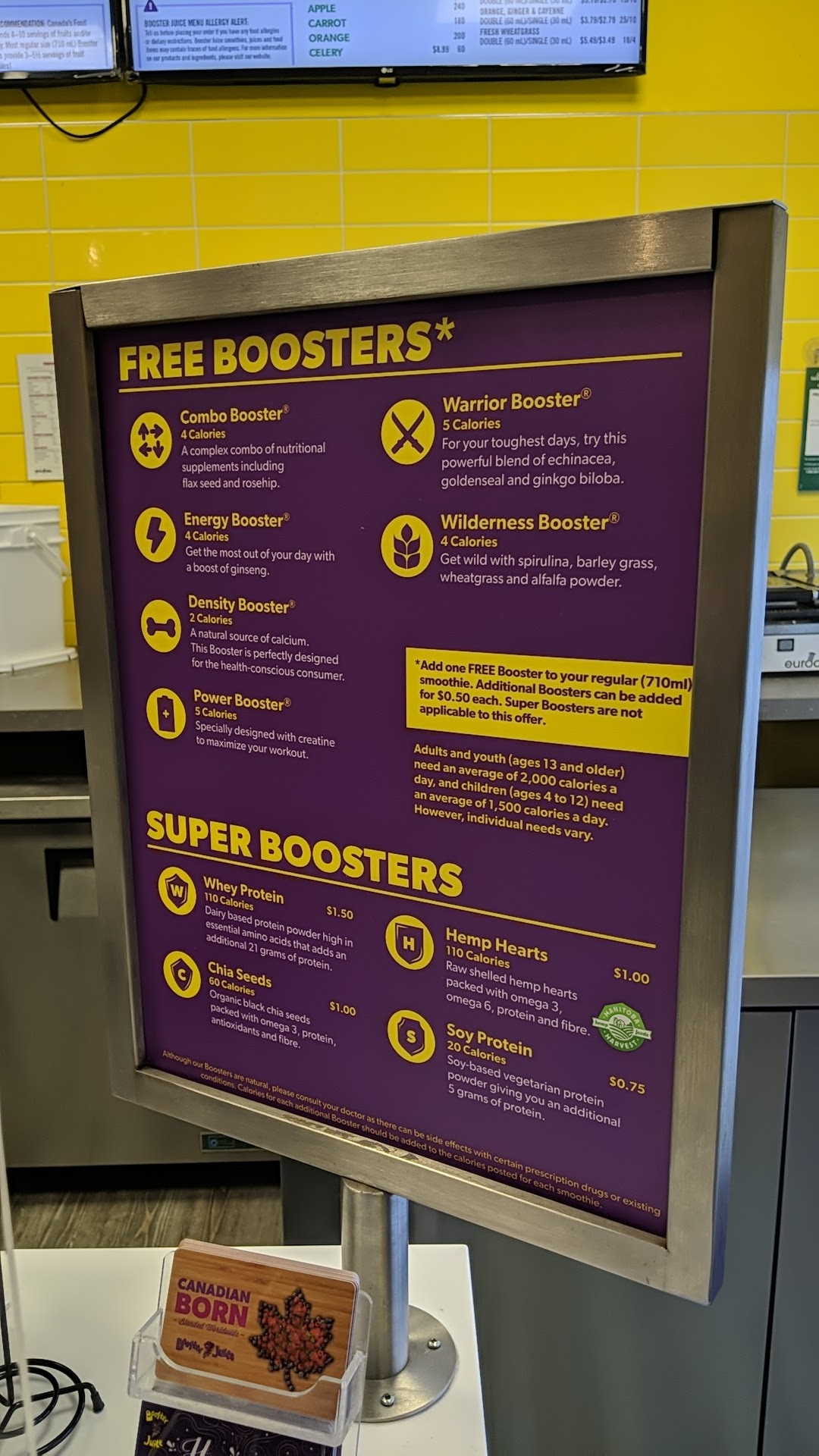 Booster Juice Menu