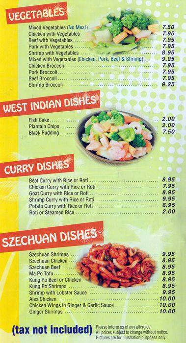 Caribbean Heat Family Restaurant Menu