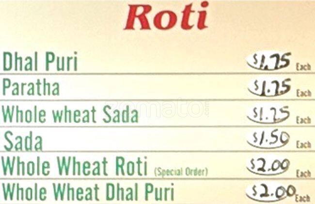 Denicks Roti Factory & Restaurant Menu