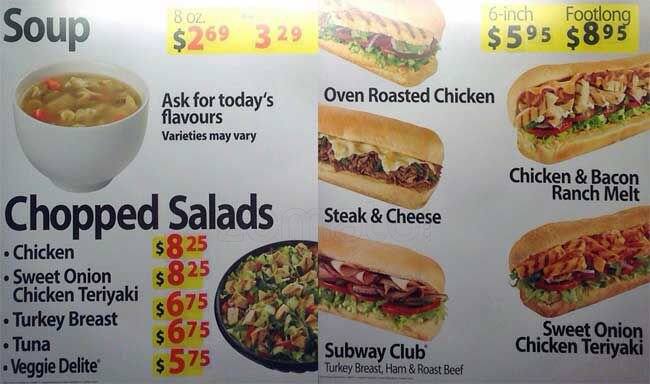 Subway Menu