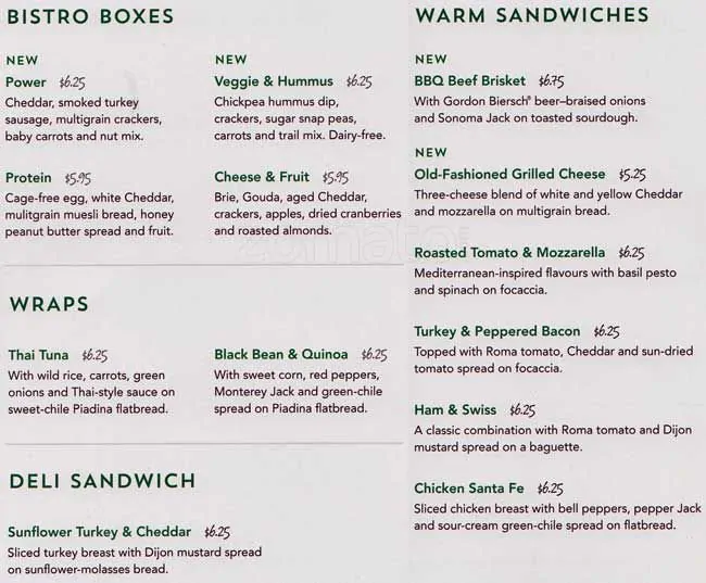 Starbucks Menu