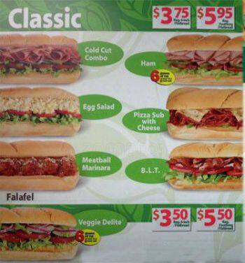 Subway Menu