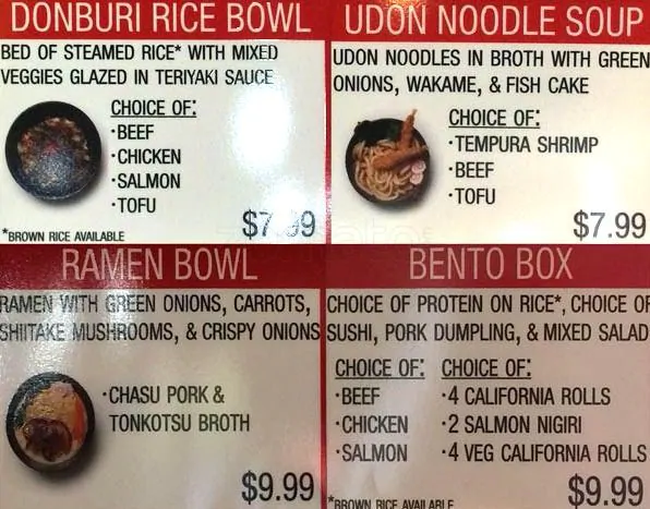 Bento Sushi Menu