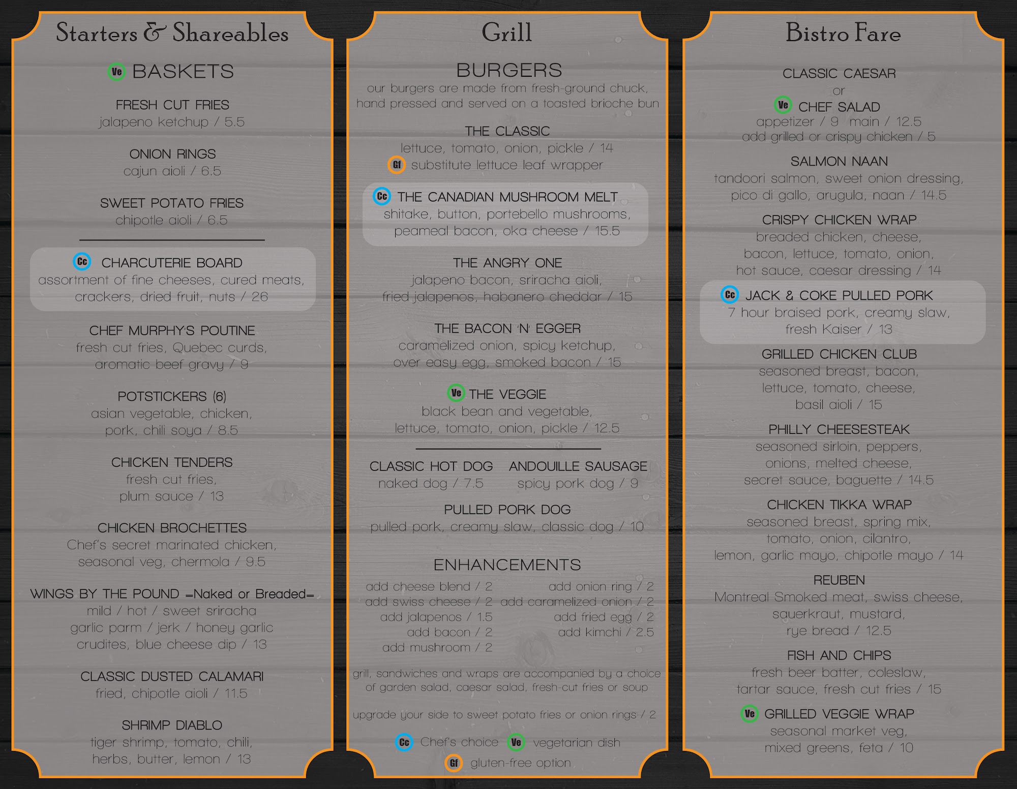 Mulligan's Bistro Menu