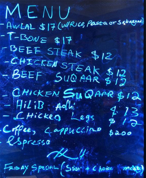 Xaraf Restaurant Menu