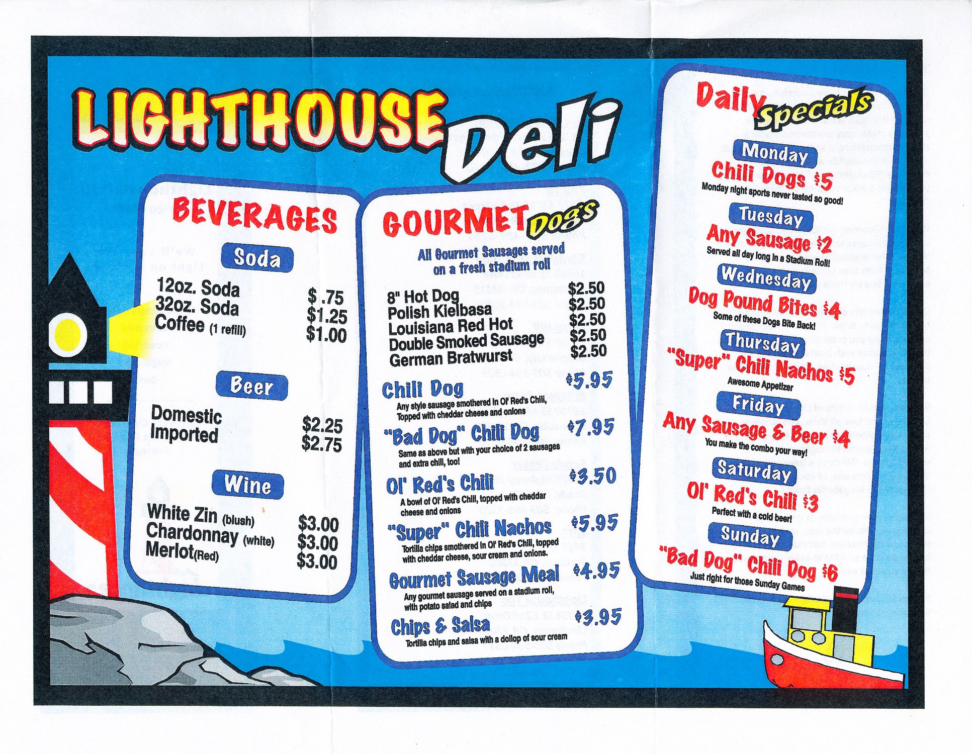 Lighthouse Pub Menu