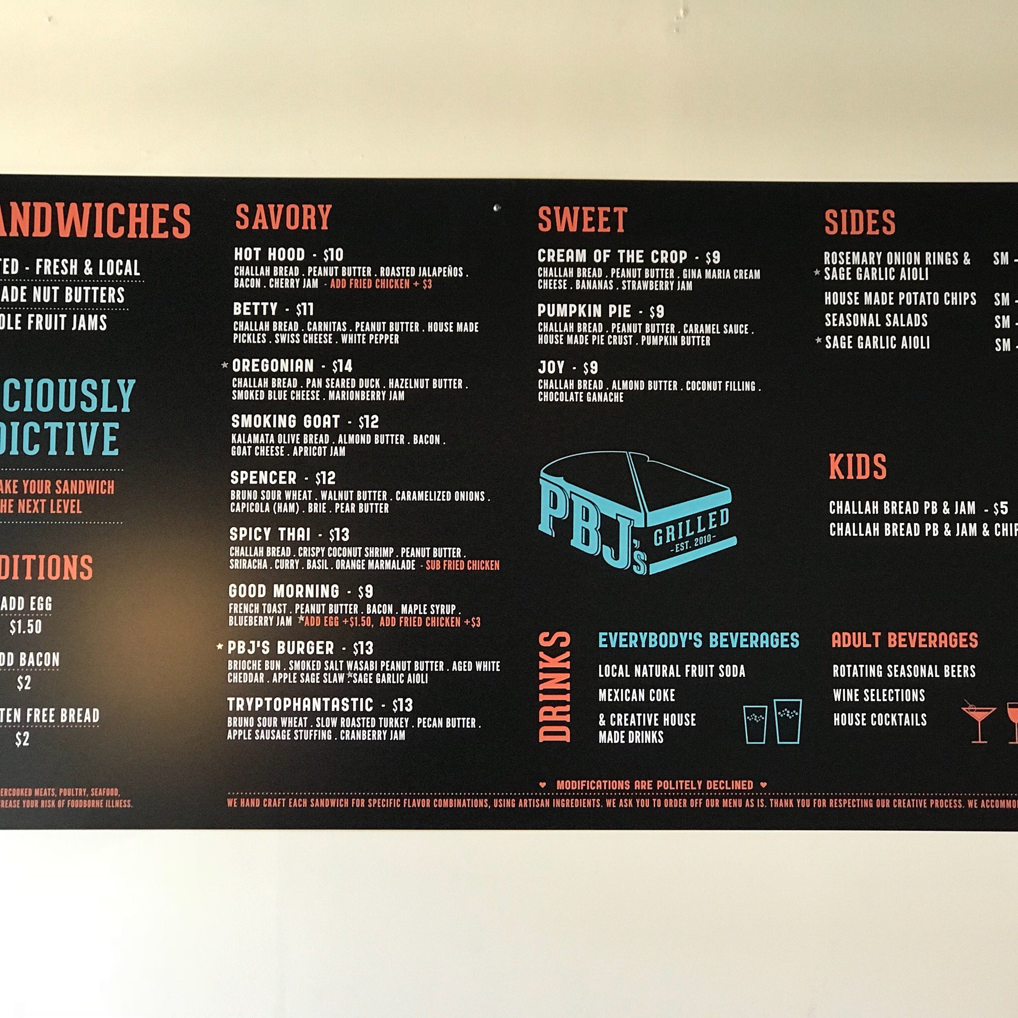 The Happy Pig Menu