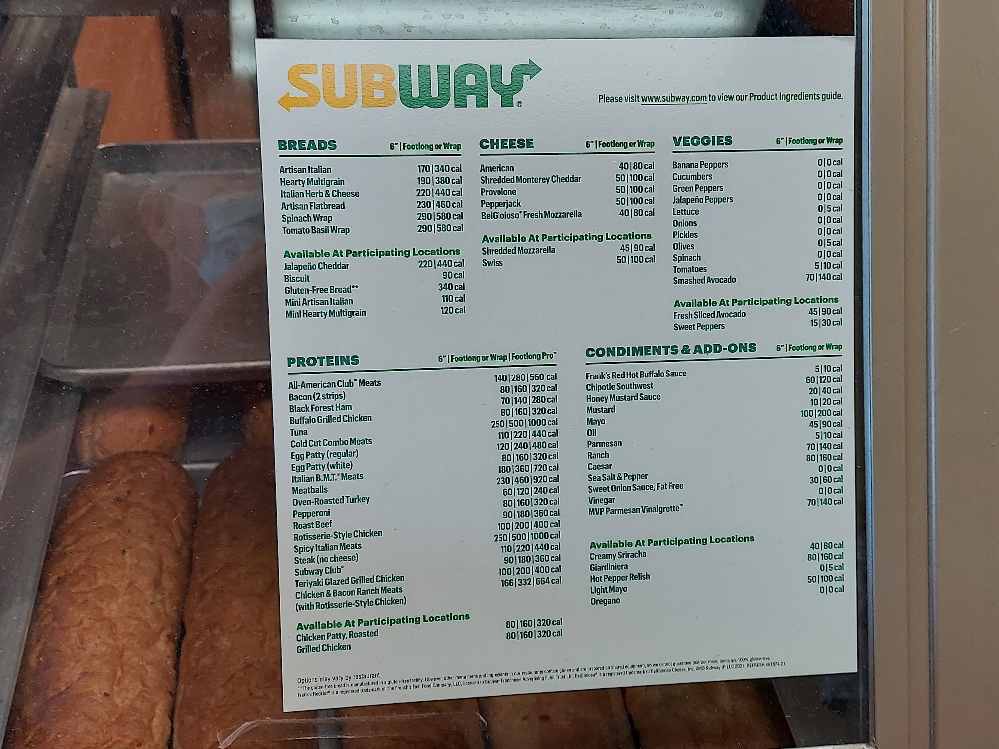 Subway Menu