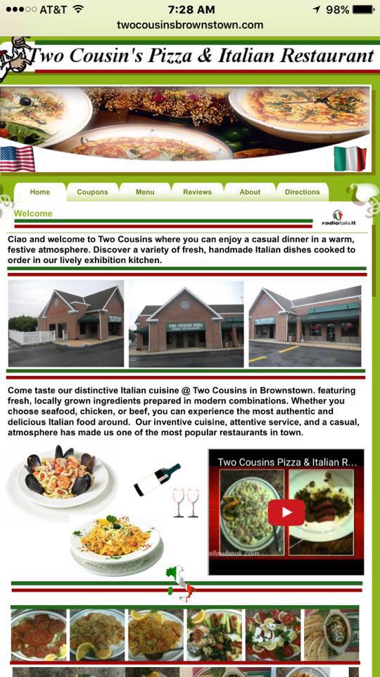 Two Cousins Pizza Menu