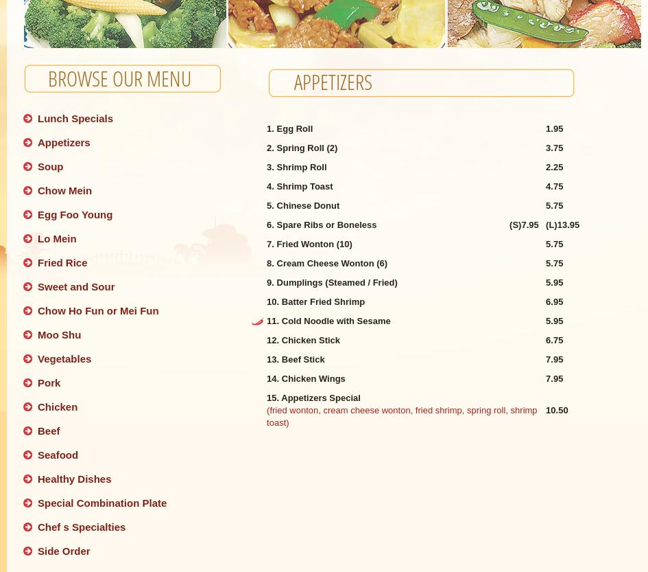 Yung Ting Chinese Restaurant Menu