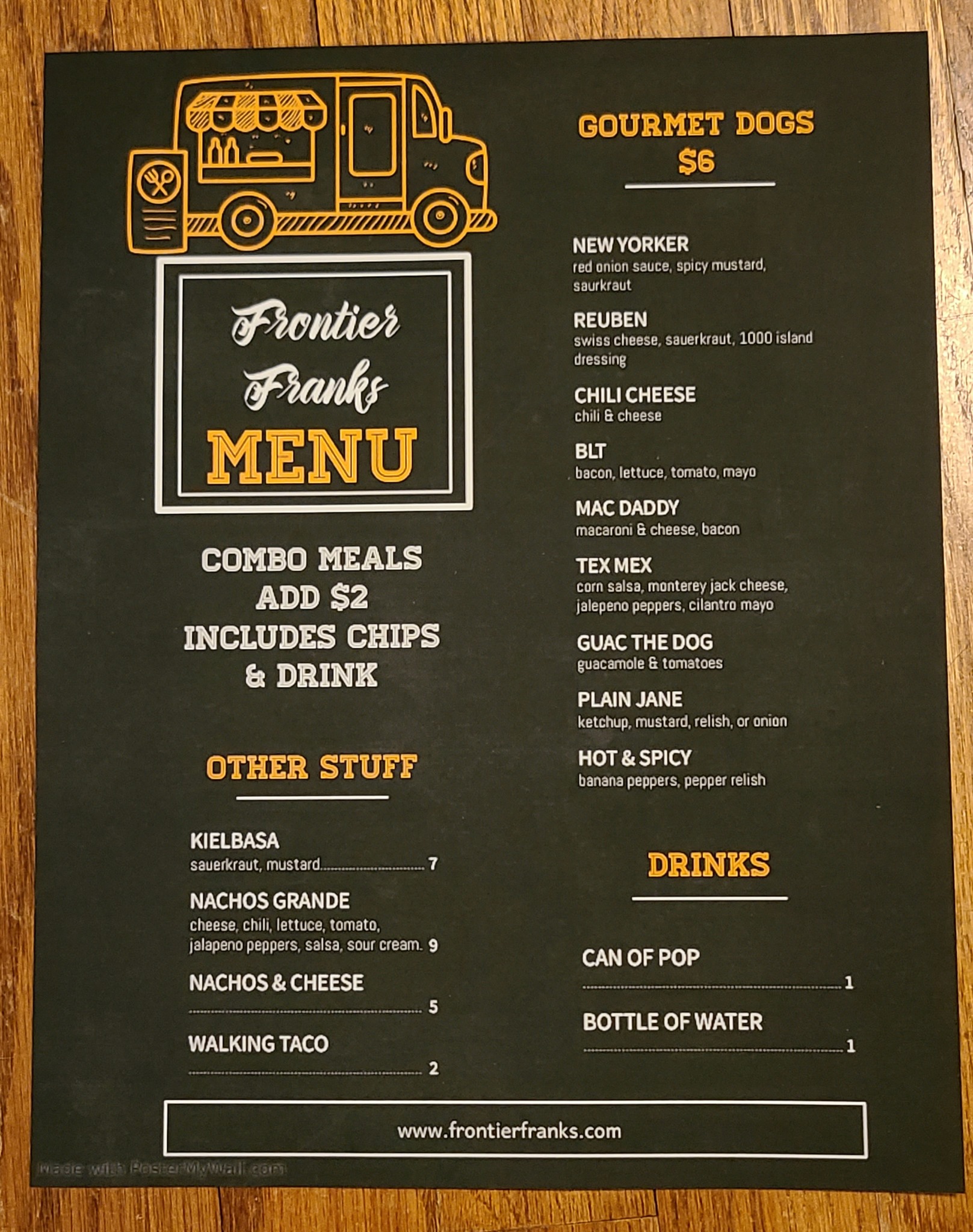 Frontier Franks Menu