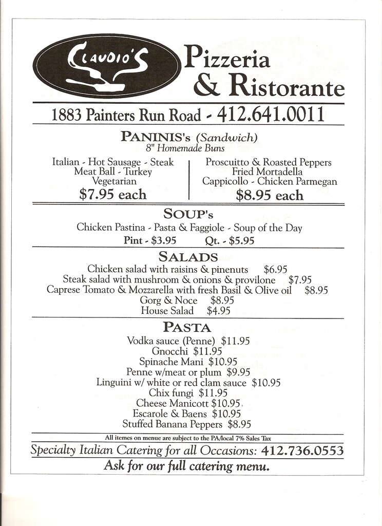 Claudio's Menu