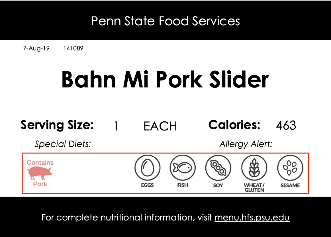 Pollock Commons Menu