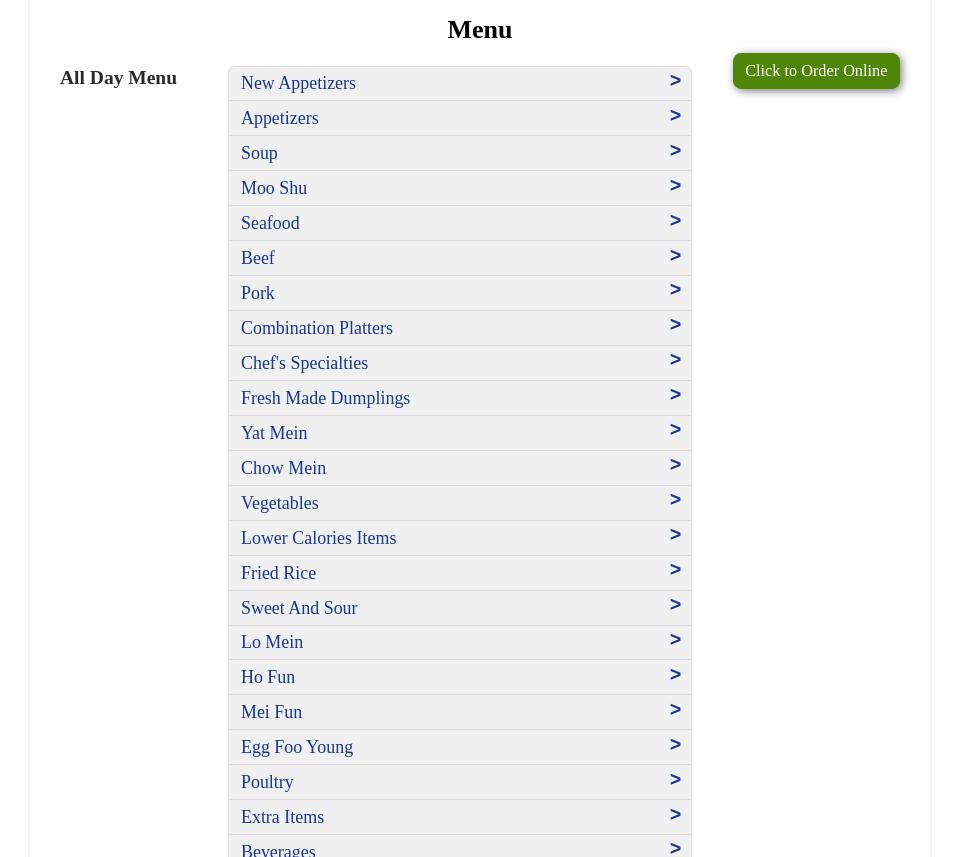 No 1 China Menu