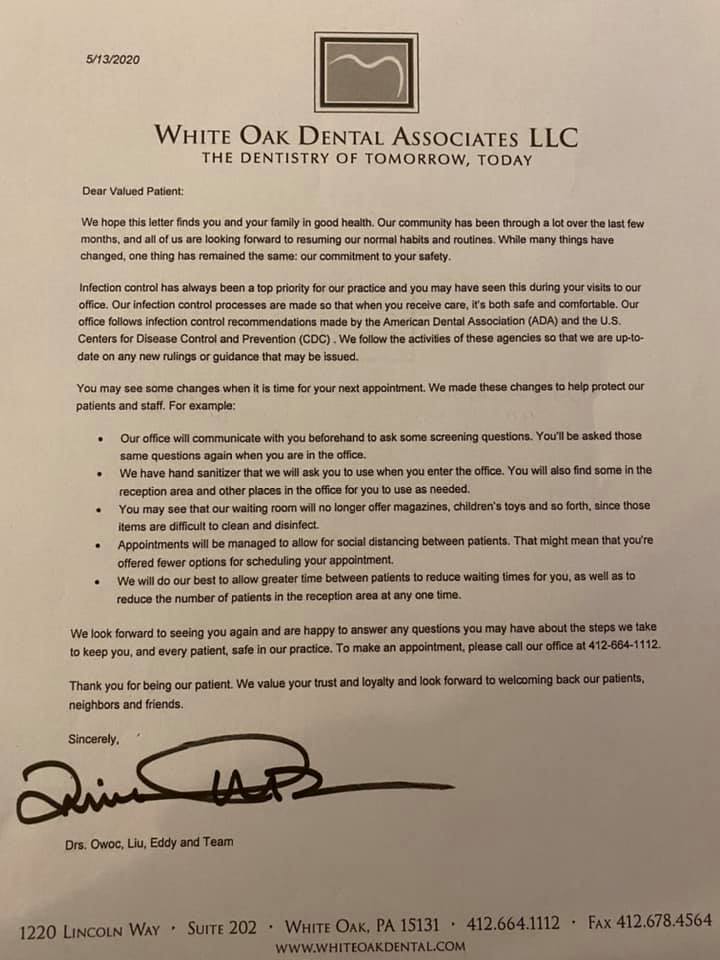 White Oak Dental Associates, LLC 1220 Lincoln Way # 202, White Oak Pennsylvania 15131